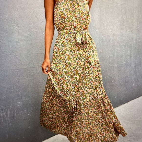 Lapentry Woman Floral Summer Bo-Ho Tie- Waist Yoke Maxi Dress, Size Large - Picture 2 of 9